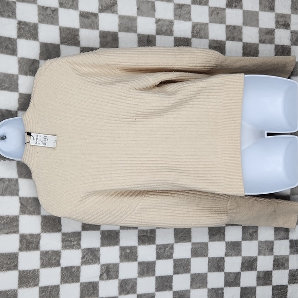 Express ribbed crop sweater cardigan women's Large oat NWT - Picture 3 of 8